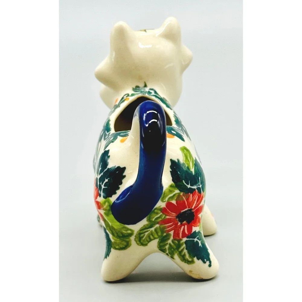 Polish Pottery Cow Creamer Creamer Cornflowers Butterfly Boleslawiec